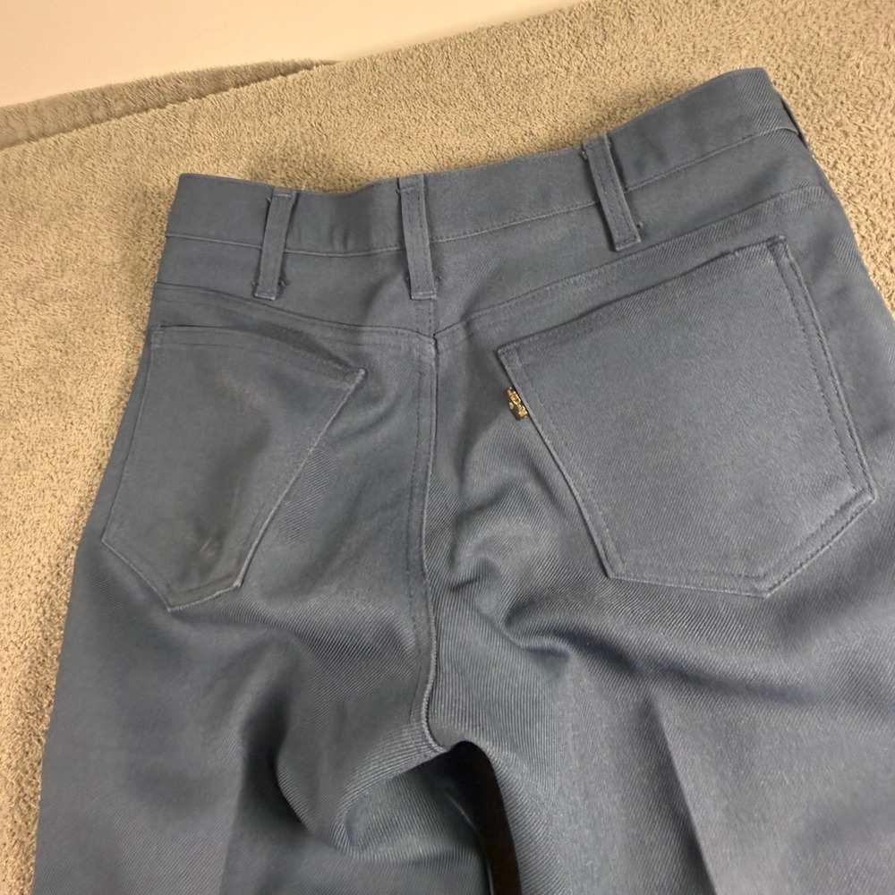 Vintage Levis Sta-Prest Action Slacks Slate Blue Straight Leg Trousers 30x29